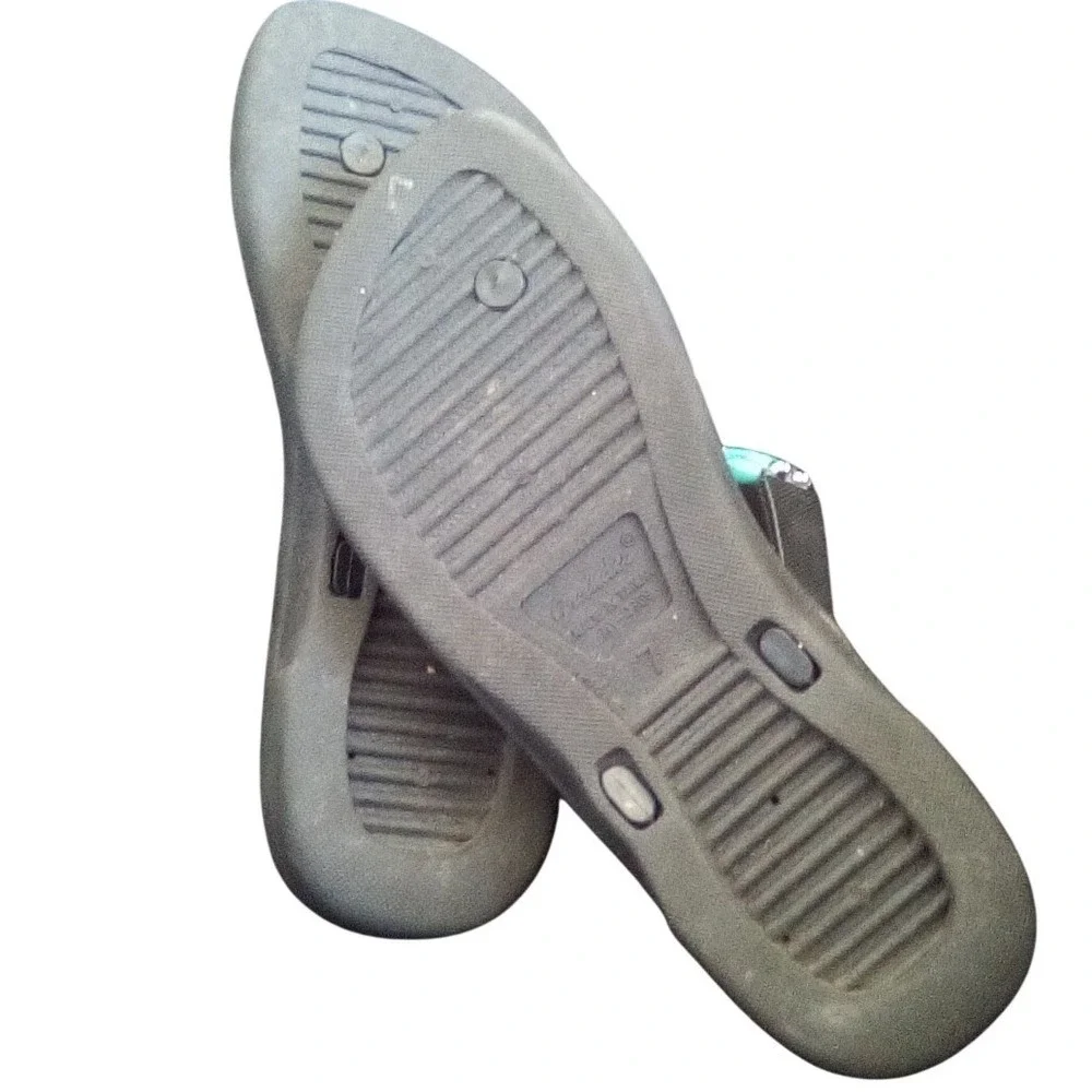 Grandco Womens Beaded F Flop Sandals Turquoise Silver Black HY-0969 Size 7